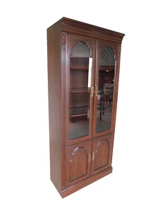 Ethan Allen Georgian Court Cherry Display Lighted Wall  Cabinet 119210 ( A ) - Picture 1 of 15