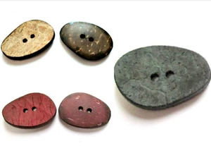 Kokos Knopf rot blau natur Fantasieform 34mm natur  Handarbeit Nähen Stricken  - Bild 1 von 7