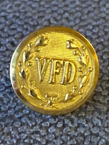 Vintage 5/8" Freiwillige Feuerwehr sehr guter Zustand Gold Waterbury Button Co Conn. - Bild 1 von 4
