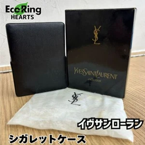 Yves Saint Laurent YSL Cigarette Case Leather Black Used From Japan - Picture 1 of 12
