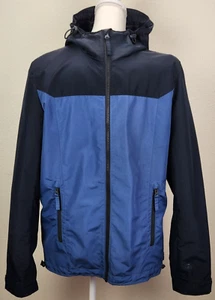 American Eagle Outfitters Men's Two Toned Blue Rain Jacket Hood Pockets Size L - Picture 1 of 24