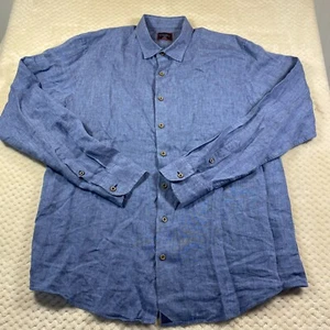 Untuckit Shirt Mens XL Tall Blue Linen Wrinkle Resistant Casual Button Up Long - Picture 1 of 9
