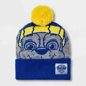 New! Boys' PAW Patrol Pom Beanie - Gray/Yellow/Navy Blue - Picture 1 of 5