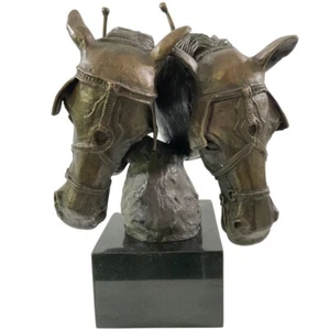 Bronzeskulptur "Pferdeköpfe" auf Marmorsockel - Einzelstück - Bild 1 von 4