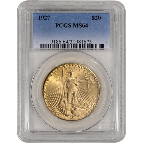 US Gold $20 Saint-Gaudens Double Eagle - PCGS MS64 - Random Date Cover