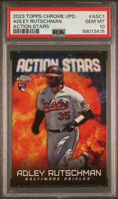 2023 Topps Chrome Update Adley Rutschman Action Stars RC #ASC-1 PSA 10 Orioles - Image 1 of 3