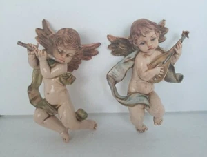 Pair Of Fontanini Nativity Italy Depose #265 & #65 Cherub Angel w/Spider Mark - Picture 1 of 11