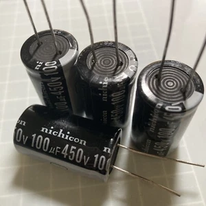 2X 100uF 450V NICHICON Electrolytic Capacitor 17mm X 35mm 105°C - Picture 1 of 3