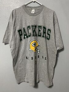 Vintage 1998 Green Bay Packers NFL Gray T Shirt Sz L Riddell Graphic 90s