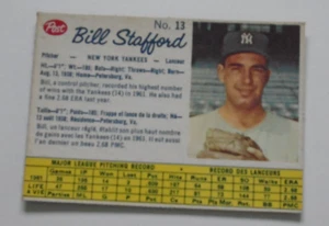 Bill Stafford 1962 Post cereal card Canadian - Picture 1 of 1