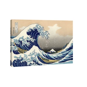 Painting Canvas Print Wall Art Great Wave Kanagawa Katsushika Hokusai Sea Blue - Picture 1 of 9