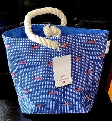 Vineyard Vines para bolsa objetivo vino bocadillo picnic bolso bandera guinga ballena Foto 1 de 2
