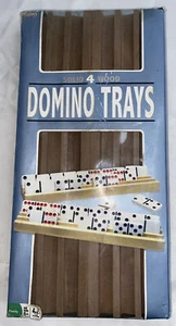 NEW Fundex Domino Trays Set of 4 Solid Wood Game Accessory Open Box. - Picture 1 of 6