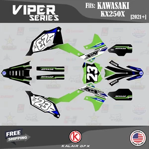 Kit de calcomanías gráficas para Kawasaki KX250X 2021 2022 2023 2024 serie Viper - verde - Imagen 1 de 6