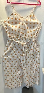 NWOT Monteau Jumpsuit Linen Blend Belted Polka Dot PLUS SZ 3X - Picture 1 of 3