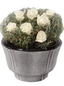 Grabschale aus Aluminium  kunstvoll verziert Blumenschale Pflanzschale Grab - Bild 1 von 2