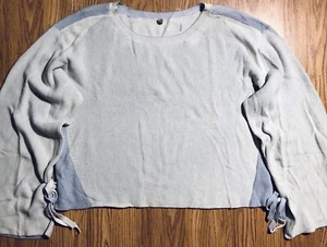 Margaret O’Leary Cable Knit Sweater Radiant Blue L All Cotton Twist-Tie Sleeve - Picture 1 of 12