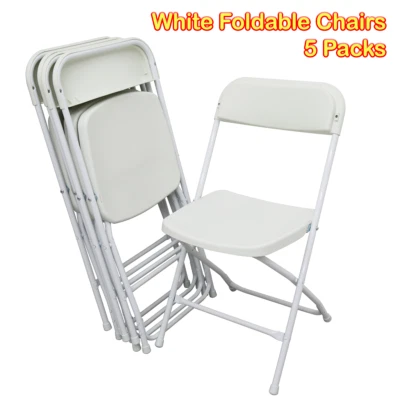 5pcs White Plastic Folding X-Shaped Stackable Chairs for Commercial/Wedding - Image 1 of 4