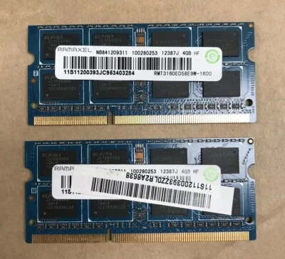 Ramaxel 8GB 2X4GB PC3L-12800 DDR3 1600Mhz 204Pin SODIMM Memory - Image 1 of 3