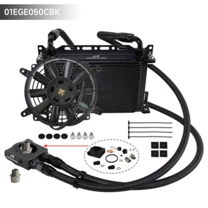 Universal 25 Row AN10 Thermostatic 73 Degree Oil Cooler Kit+7'' Electric Fan Kit - Picture 1 of 9