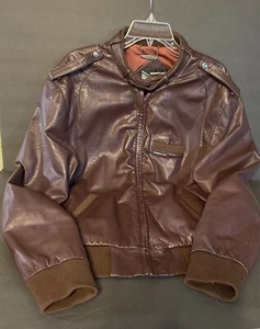 Members Only Mens Leather Jacket 46 Brown Vintage Full Zip - Picture 1 of 7