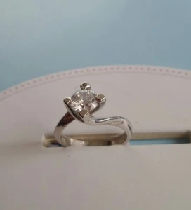 ANELLO FIDANZAMENTO ARGENTO MASSICCIO 925 SOLITARIO VALENTINO ZIRCONE DIAMANTE - Imagen 1 de 1