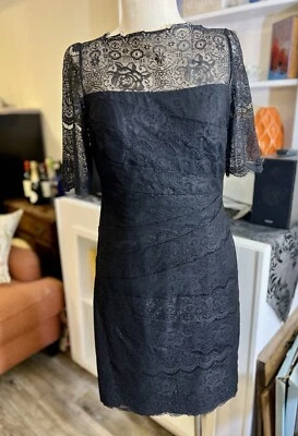 Vestido de noche Chetta B para dama negro de encaje talla 8 usado en excelente estado Foto 1 de 4
