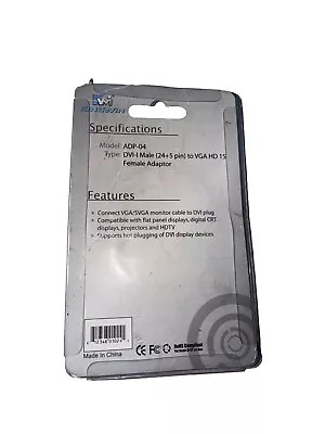 Kingwin ADP-04 DVI-I Male (24+5Pin) to VGA HD 15Pin Female Adapter - Image 1 of 2