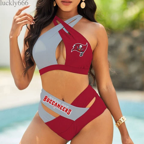 Tampa Bay Buccaneers Women Sexy Bikini High Waist Swimsuit Beach Swimwear 2PCS Cover