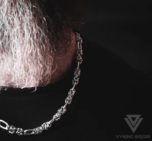 Collana Catena Uomo Argento Acciaio Inox Choker 7mm Spessa Catena a Maglia - Foto 1 di 8