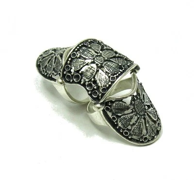 Long Extravagant Sterling Silver Triple Ring Stamped Solid 925 Handmade - Image 1 of 4