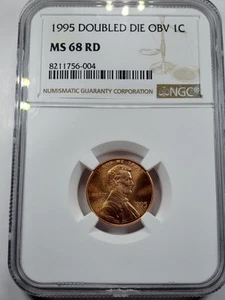 1995 DOUBLE DIE OBV LINCOLN MEMORIAL CENT **NGC CERTIFIED MS 68 RD* - Picture 1 of 4
