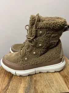 Sorel Womens Joan Explorer 2 Boots Size 5 Brown Microfleece Lace Up - Picture 1 of 5