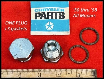 NOS 1940-1958 Mopar Oil Drain Plug +Gasket Plymouth 1930-1950 Dodge Truck DeSoto - Image 1 of 4