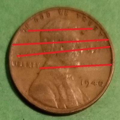 1940 (P) 1c con enormes errores de laminación obv centavo Lincoln defecto planchet Foto 1 de 4