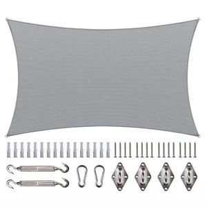 12 Fuß x 20 Fuß 190 GSM grau Rechteck Sonnenschutz Segel mit Rechteck Kit - Bild 1 von 8