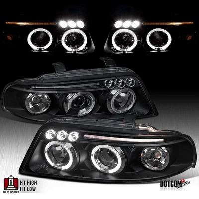 Fit 1999 2000 2001 Audi A4 S4 Black LED Halo Projector Headlights Headlamps Pair Foto 1 de 4