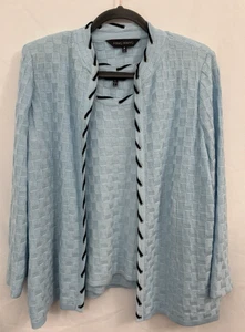 Ming Wang 2 Piece Knit Cardigan Set 3/4 Sleeve & Tank Blue Womens Size M/L *FLAW - Picture 1 of 10