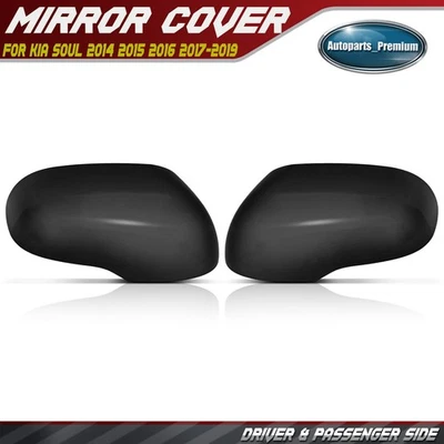 Пара гладких черных крышек зеркал для Kia Soul 2014-2019 с лампой указателя поворота - Изображение 1 из 4