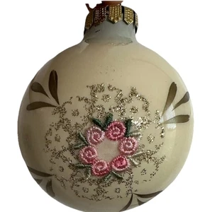Christmas Ornaments Montgomery Ward Hand Made In Bavaria Set of 5 1980s Floral - Picture 1 of 5
