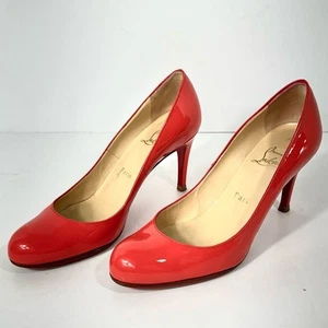 Christian Louboutin Coral Orange Lackleder Round Toe Pumps Heels EU 36,5 - Bild 1 von 9