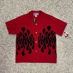 Vintage Casino Wear Men's Shirt Flames & Dice Made In USA Red Sz XL Y2K NWT - Picture 1 of 4