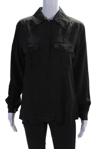 Alexa Chung Womens Collared Long Sleeve Buttoned-Up Blouse Black Size XS - Picture 1 of 6