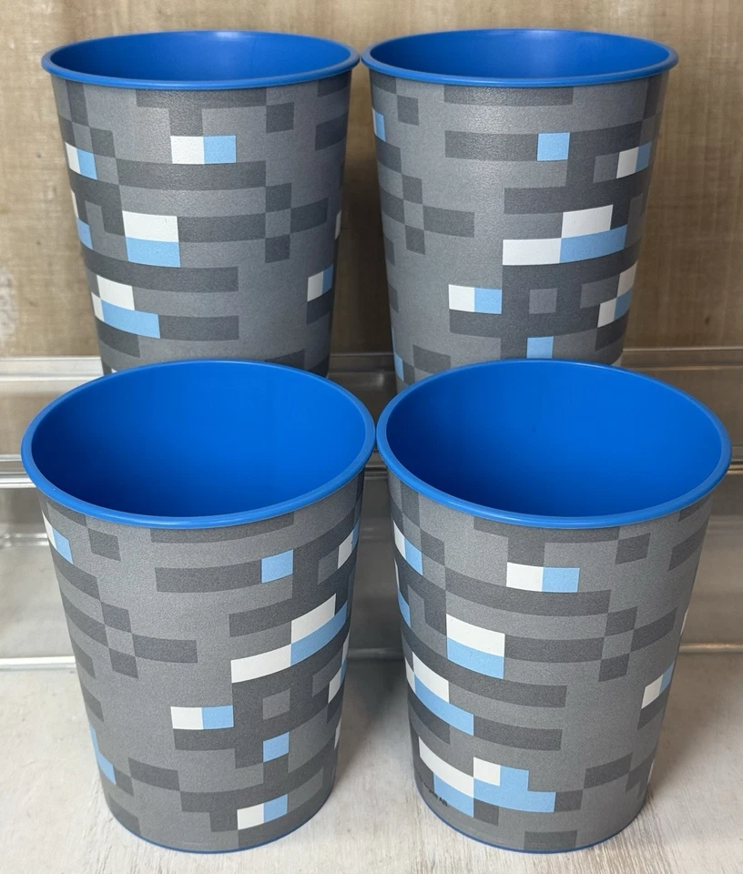 MINECRAFT 16oz Plastic Party Cup Collectible Souvenir (lot of 4) HTF - Image 1 of 1