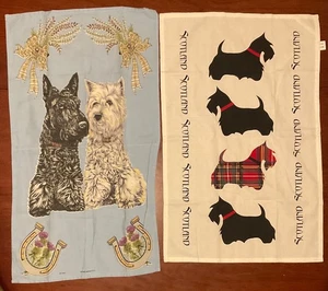 2 x Scottie Dog Theme Tea Towels Souvenir Scotland - Picture 1 of 2