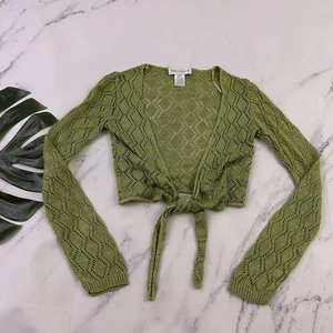 Worthington Damen Vintage Y2k Shrug Wickel Cardigan Pullover Größe S Grün Glitzer - Bild 1 von 10