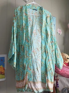 Shein Women's L 8/10 Rayon Flowy Wrap Kimono Robe~46" Bust~Feminine~Sleek~EXC!!! - Picture 1 of 11