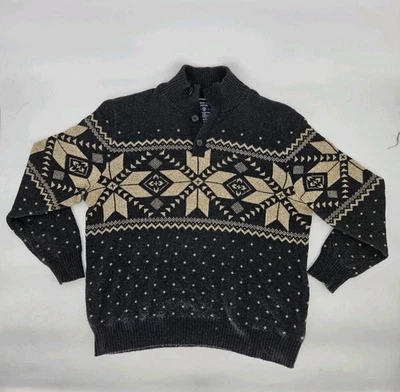 American Eagle Pullover Sweater Mens XL Snowflake Navy Fair Isle Cabincore Cozy  - Image 1 of 4