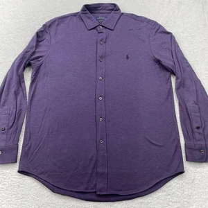 Polo Ralph Lauren Knit Dress Shirt Size XL Purple Mens Collar Button Up Soft - Picture 1 of 8