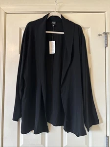 Eileen Fisher Silk  Open Long Cardigan Shawl Collar Jacket Black NWT Plus 3X - Picture 1 of 5